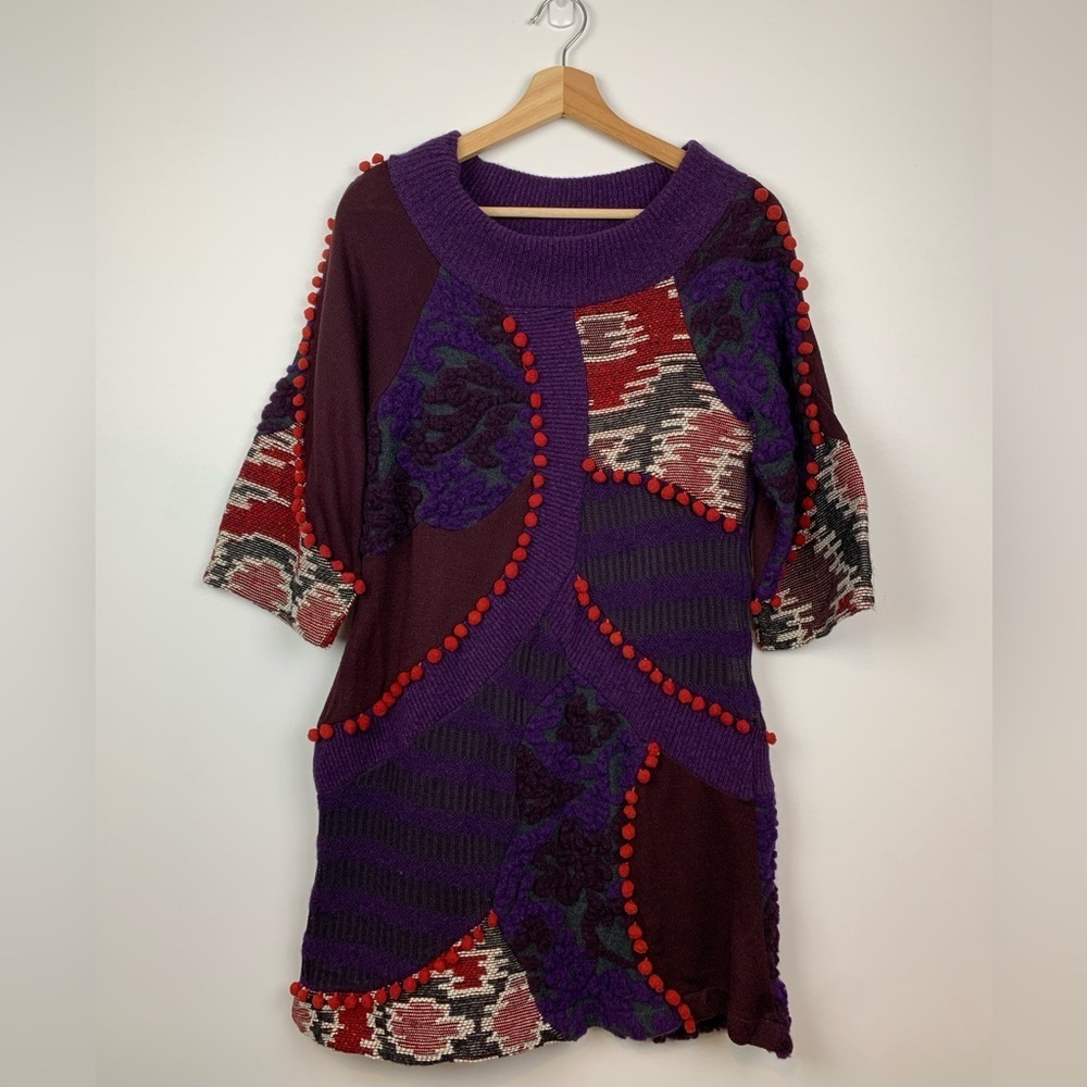 NWT LM Lulu Dress Art To Wear Lagenlook France Patricia Forgeal Sz 1 Small Purpl